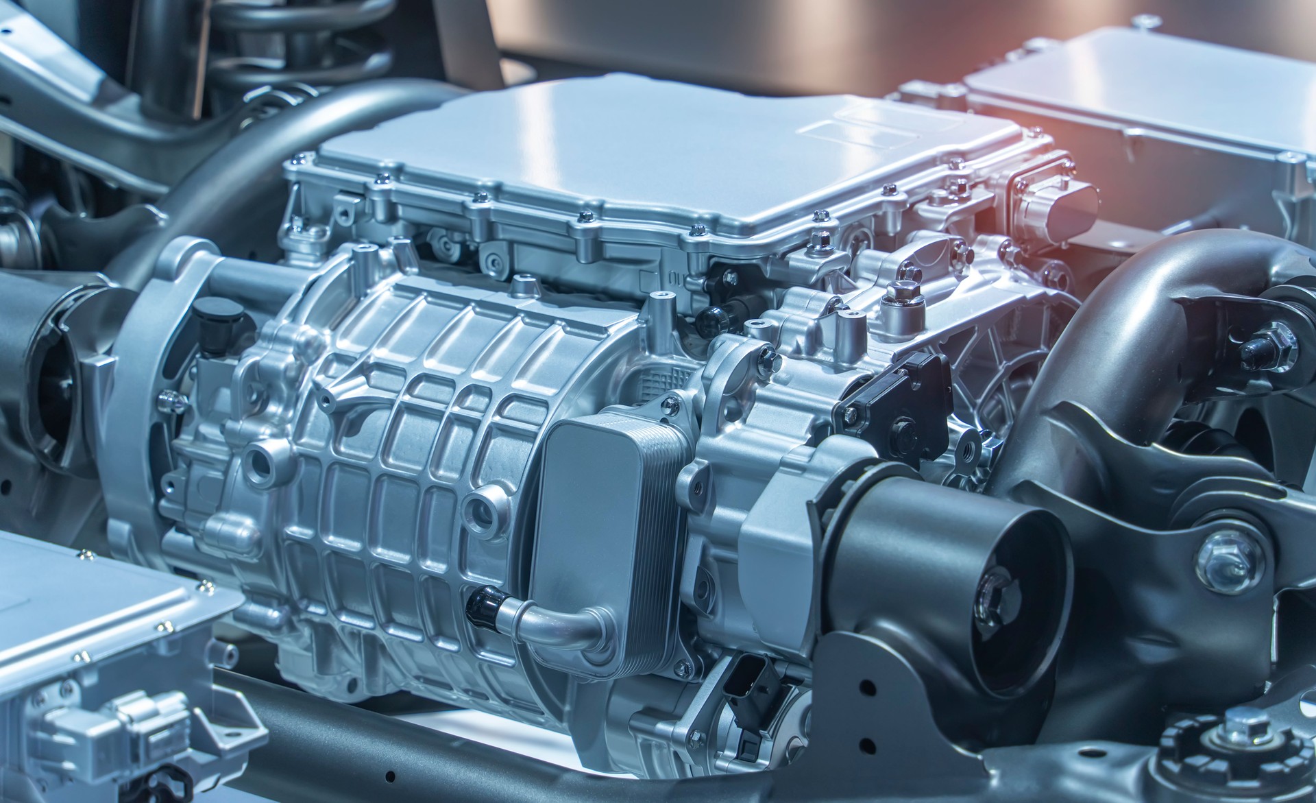 electric system of eco car engine Automotive part concept